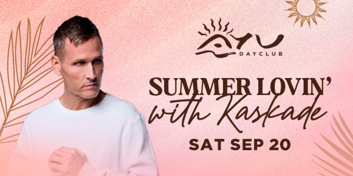 DJ Kaskade poses in front of a soft pink backdrop promoting “Summer Lovin’ with Kaskade” at Ayu Dayclub, scheduled for Saturday, September 20.